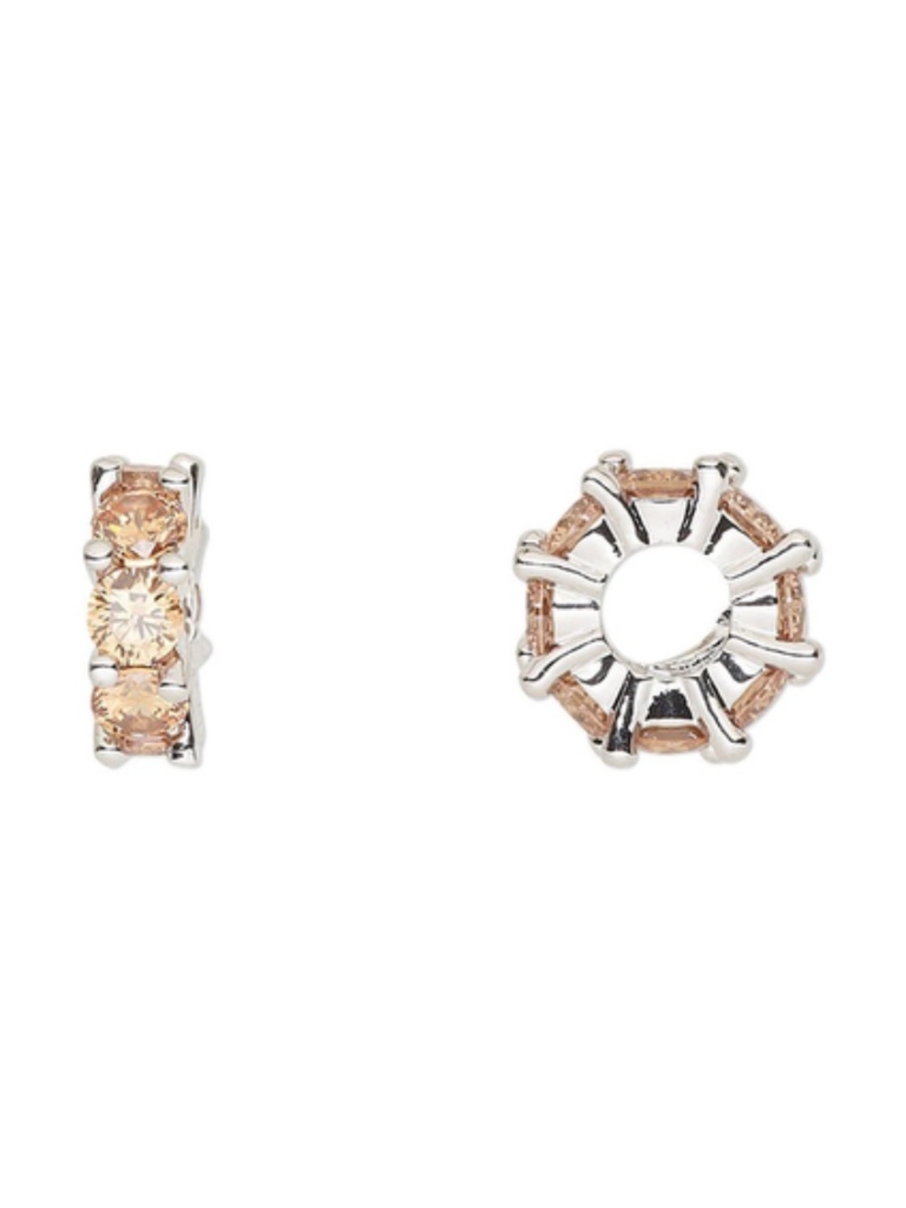 CZ Rondelle Charm Silver Plated Spacer 10.5x3.5mm Bracelet or Necklace Accent